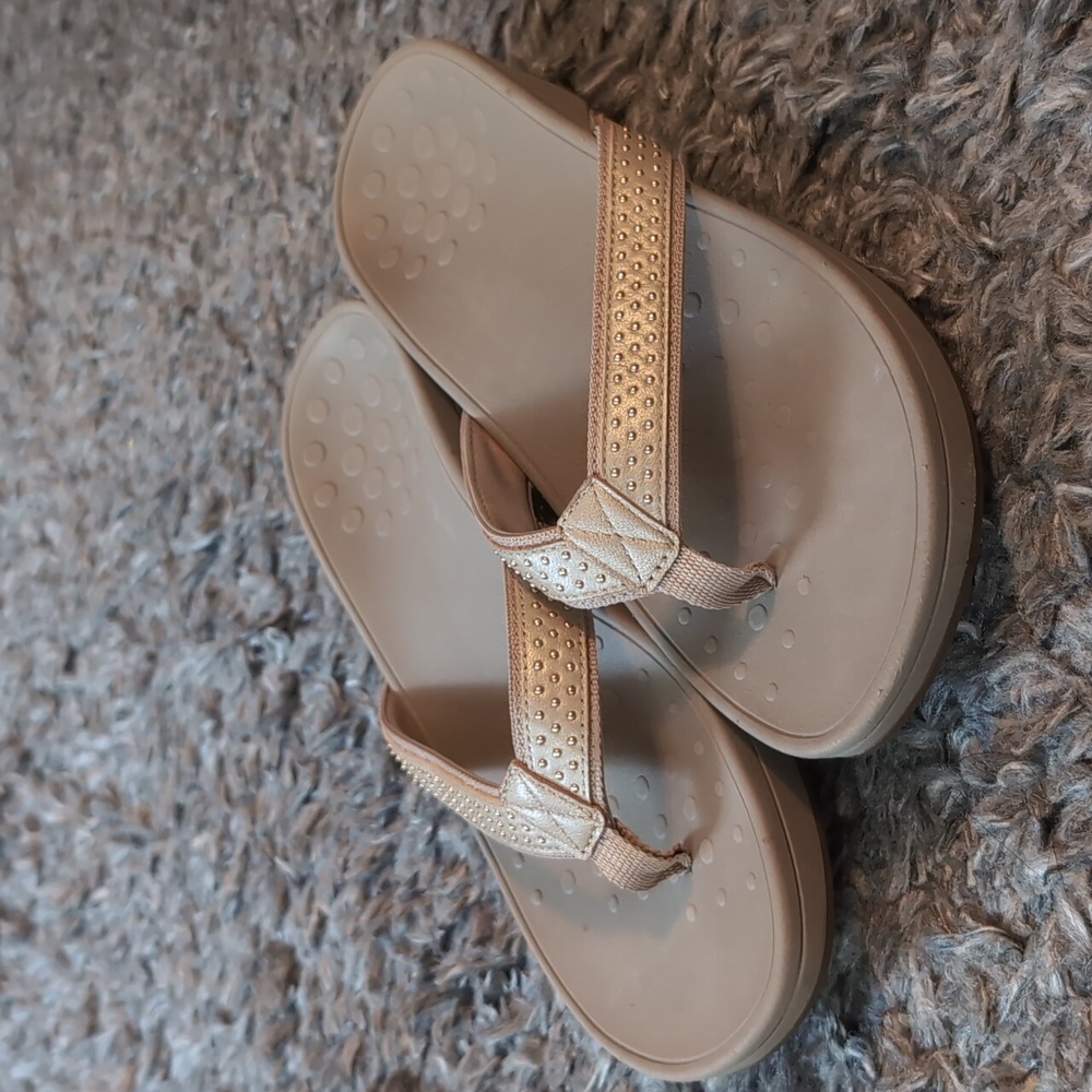 Vionic Beige Studded Women's Sandals - Picture 2 of 5